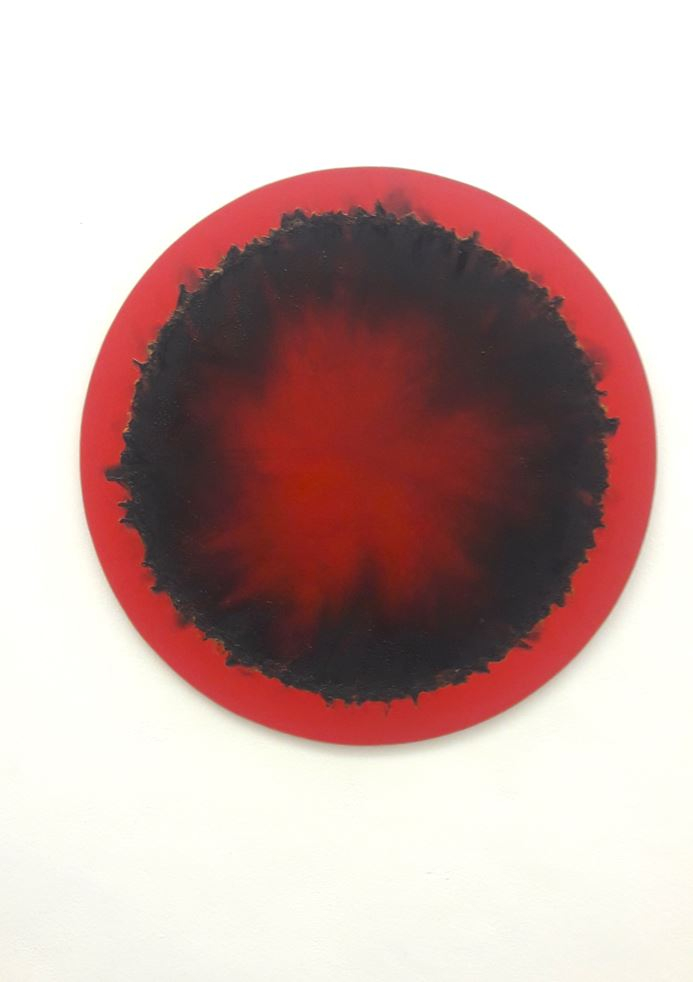 Tondo BRN 04, oeuvre gel thermique sur acrylique et bois