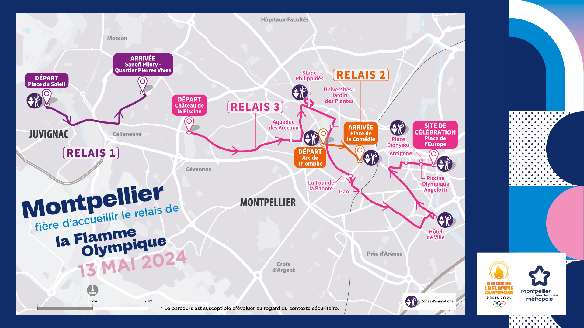 Carte du parcours de la flamme