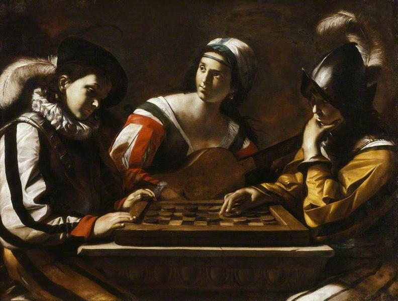 Jeu de dames au XVIIe siècle  - Peinture de l'italien Mattia Preti