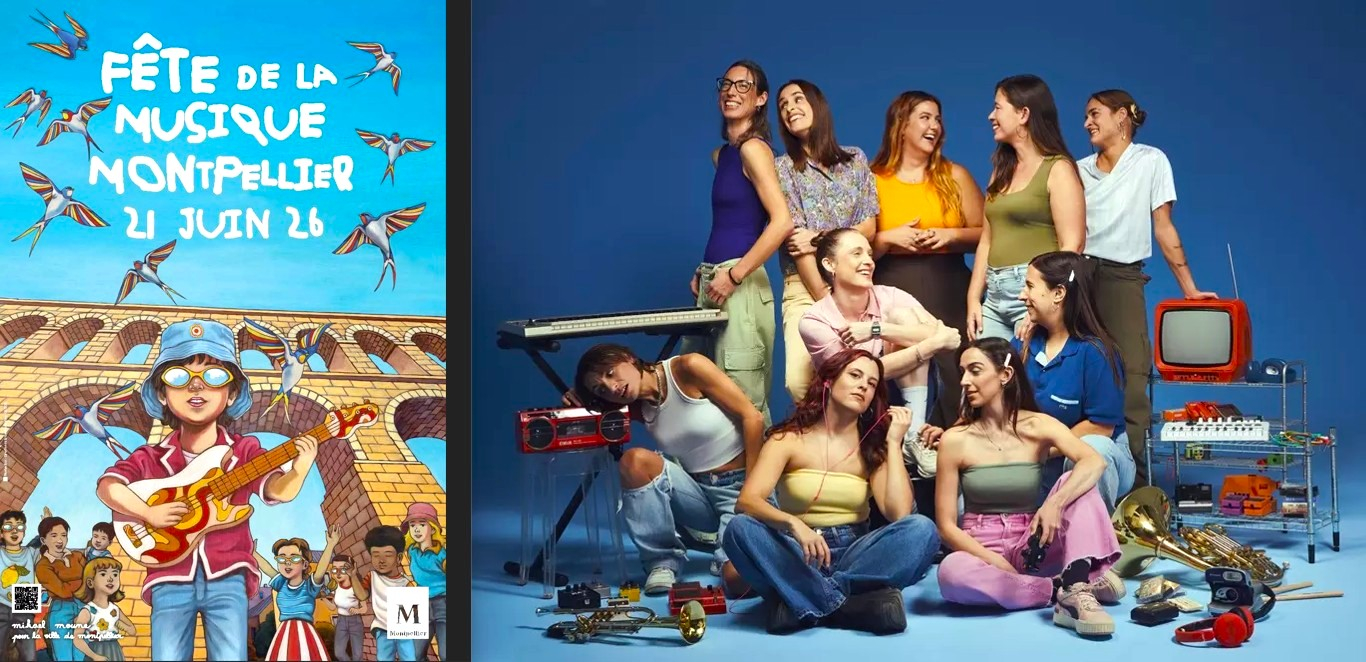 Montage affiche Fête de la musique et chanteuses